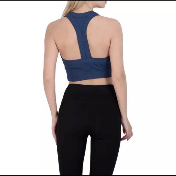 Free People Movement Game Time Blue Racerback Ribbed Cami Athletic Tank Top Sz M - Picture 3 of 14